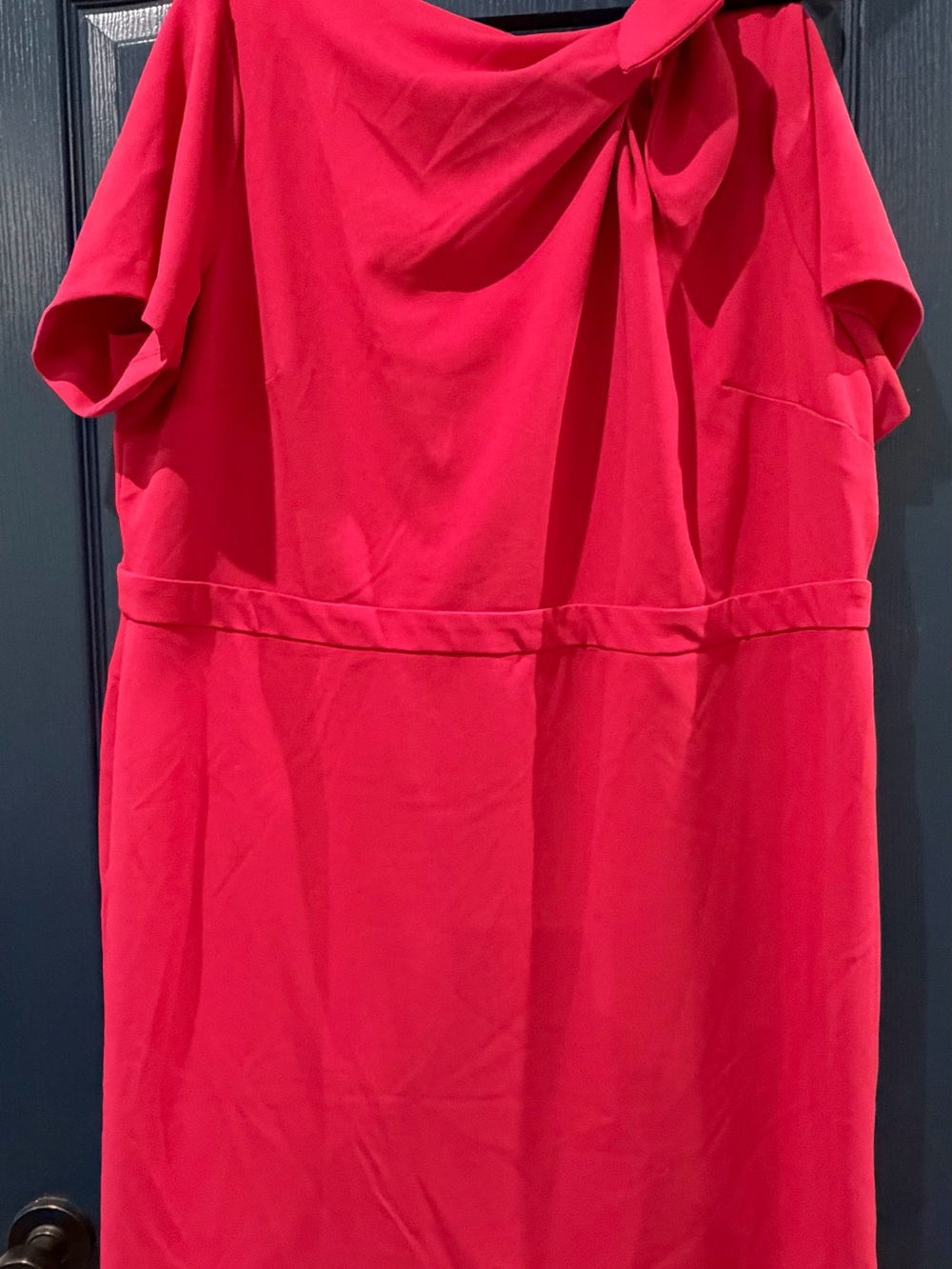 London Times Red Twist-Detail Midi Dress